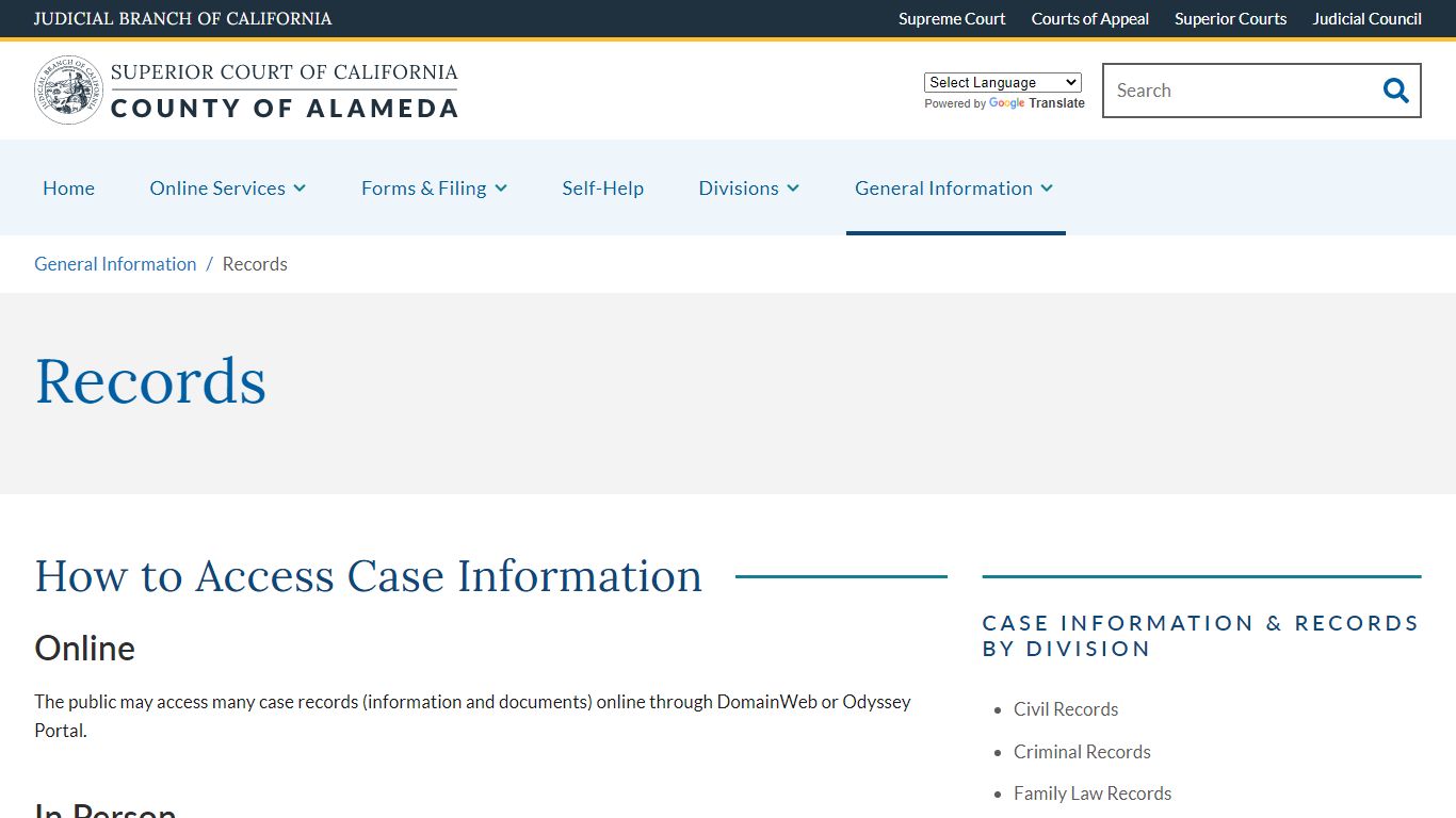 Records | Superior Court of California | County of Alameda